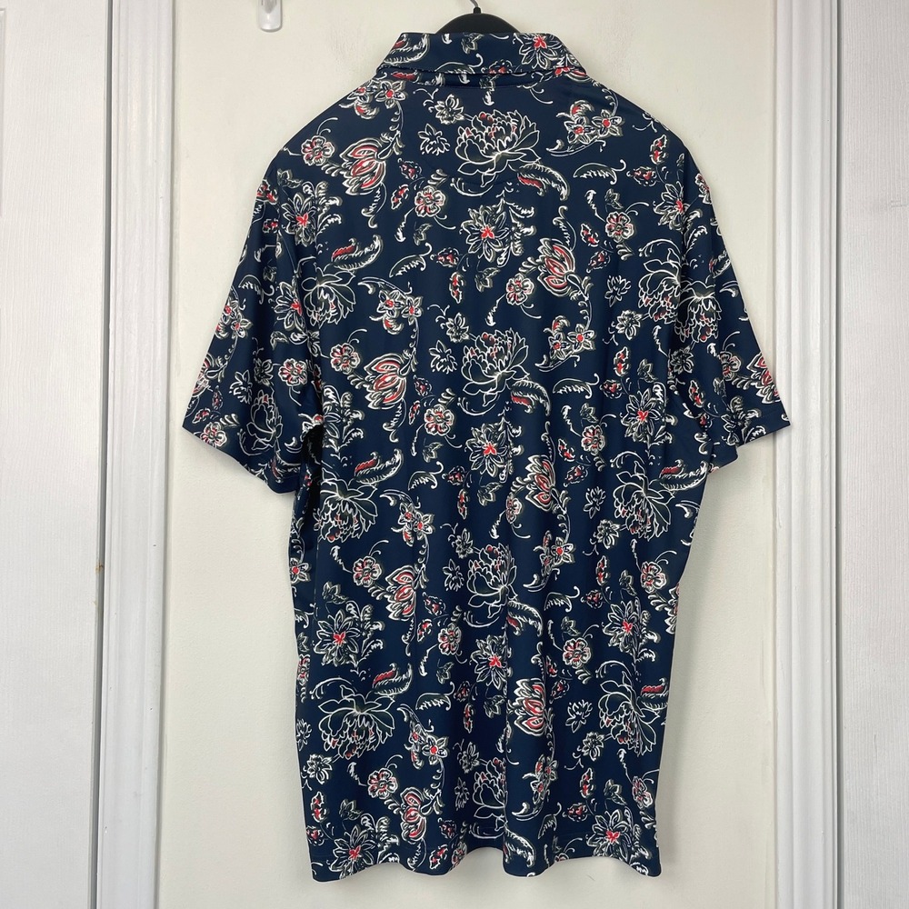 NEW Walter Hagen Performance Golf Polo 11 Novelty Print Floral Leaf Mens XL Blue - Picture 5 of 11